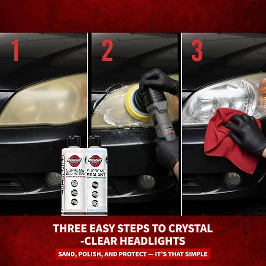 Renegade Products Headlight Restoration Kit – Fix Foggy Headlights with All-in-One Cleaner, Sealant, Pad & Towels – Revives C
