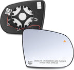 Passenger Right Side Mirror Glass - Compatible with Jeep Vehicles - Compass 2017-2025, Cherokee 2014-2023, with Heated/Blind Spot Detection, without Auto Dimming, Replace# 68368582AA
