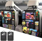 2 Pack Car Backseat Organizer,Kick Mats Back Seat Protector with Touch Screen Tablet Holder,Travel Accessories with 9 Storage Waterproof Pockets