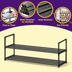 Shoe Rack - Metal Shoe Rack Organizer - Stackable Shoe Storage Shelf for Entryway, Closet, Bathroom 30cm(D) x 92cm(W) x 55cm(