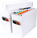 File Organizer Box with Lid & Handle, Thickened Cardboard Hanging File Folder Storage Boxes for Letter Size, Portable Filing 