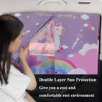 Car Sun Shade for Baby - EOHMAK Car Side Window Sun Shade Cover Upgrade Double Opening Car Interior Curtain Sun Blocker Blind (Unicorn, 1 Pack)