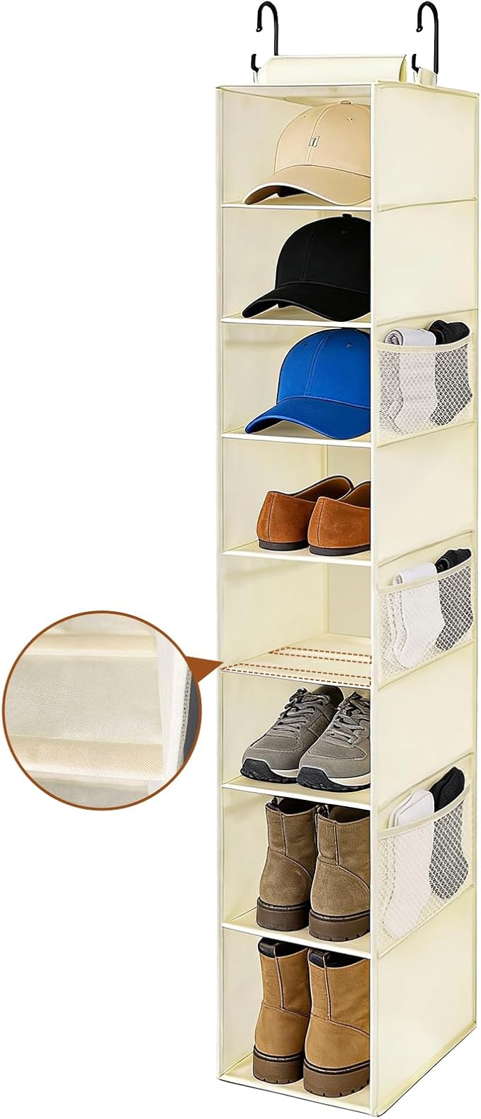 VERONLY Hanging Shoe Organizer for Closet with 8 Shelves,Mesh Pockets-Wider Hanging Shelves for Shoes,Clothes,Hats With Sturd