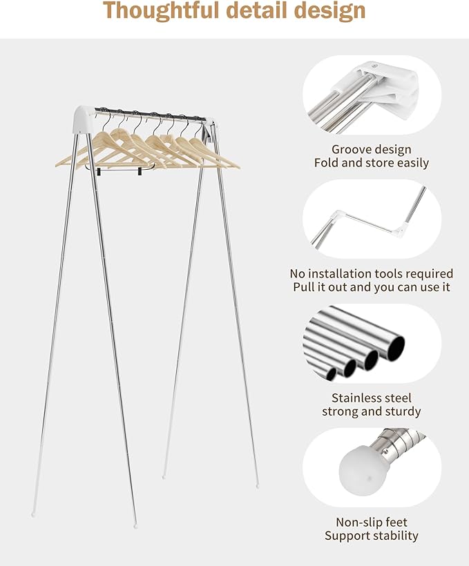 Travel Garment Rack ,Portable and Foldable，Folding Clothes Rack for Dance,Travel,Camping, Drying,RV, Indoor,Outdoor. A Collap