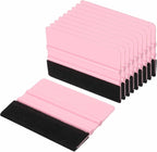 HARFINGTON 10pcs Car Vinyl Scraper 4inch Vinyl Squeegee Felt Edge Squeegee Tool for Car Window Tint Wallpaper Decal Sticker Installation Crafts Car Wrap Paste, Pink