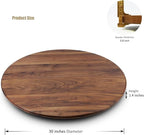 30 Inches Black Walnut Wood Lazy Susan Organizer, Solid Wooden Round Turntable, Rotating Tray for Table Top/Counter Top