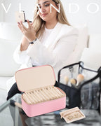 Vlando Jewelry Travel Case with 12 Velvet Jewelry Bags Travel Jewelry Orgainzer for Girls Jewelry Box for Necklace Rings Earr