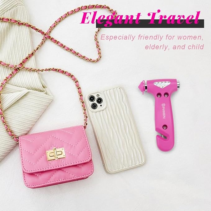 SINSEN Car Safety Hammer, Automotive Window Breaker and Seatbelt Cutter for Women, Roadside Emergency Kit, 3 in 1 Escape Tool