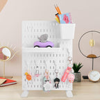Desk Pegboard Combination Kit,Desk Organizer for Home Office,Plastic Peg Board with 7 Accessories Hooks Shelf Baskets, 16.5" 