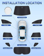 8PCS Window Shades for Outback Wagon 2015-2019 Accessories – Full Coverage Sun Shade for Side Windows, Rear Triangular & Windshield – UV Protection & Privacy for Camping, Napping, Relaxing