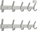 Coat Rack Wall Mount – Brushed Nickel 15 Inch Stainless Steel Hook Rail with 5 Heavy Duty Double Coat Hooks – Wall Mounted Co