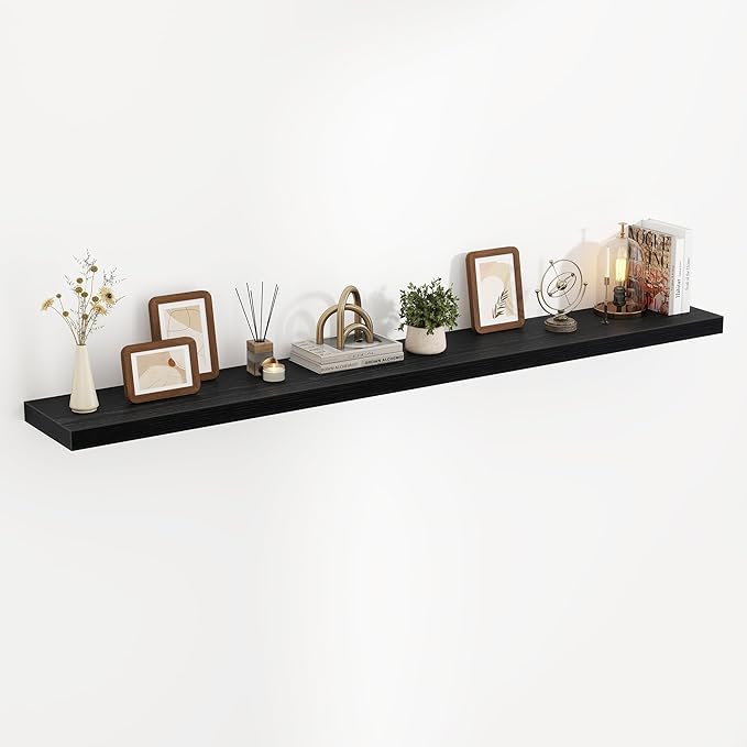 72 Inch Floating Shelves, 3D Textured Wood Grain, 72"x9.25"x1.5" Inch Deep Floating Shelves for Wall, Wooden Shelves for Bath