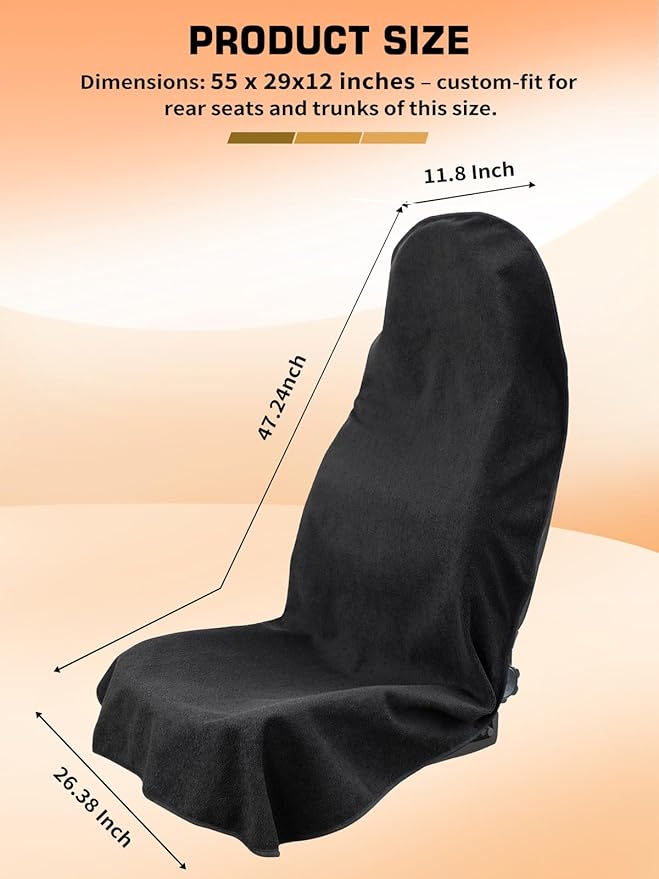 Universal Car Seat Cover Towel, Waterproof Washable Sweat Protection for Front Bucket Seats, Non-Slip Fit, Fits Cars SUVs Tru