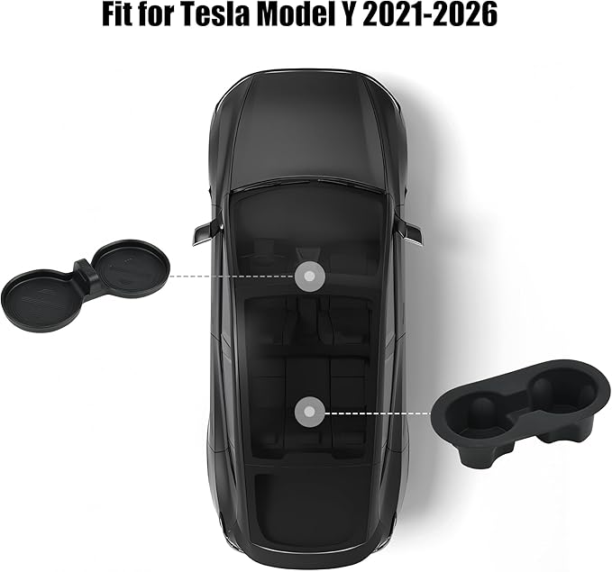 frani Cup Holder Set (2-Piece) Compatible with Tesla Model Y 2021-2026 & Juniper Refresh - Premium Silicone Inserts for Cente