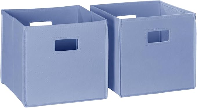 RiverRidge Kids 2pc Fabric Collapsible Storage Cube Organizers with Handles for Playroom Organization - Periwinkle Blue