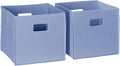 RiverRidge Kids 2pc Fabric Collapsible Storage Cube Organizers with Handles for Playroom Organization - Periwinkle Blue