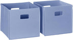 RiverRidge Kids 2pc Fabric Collapsible Storage Cube Organizers with Handles for Playroom Organization - Periwinkle Blue