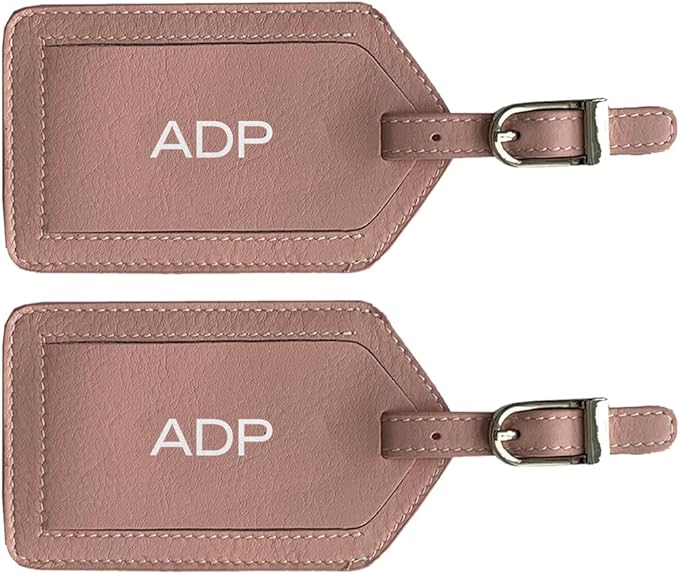 Personalized Monogrammed Leather Luggage Tags - 2 Pack
