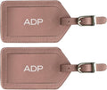 Personalized Monogrammed Leather Luggage Tags - 2 Pack