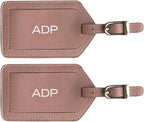 Personalized Monogrammed Leather Luggage Tags - 2 Pack