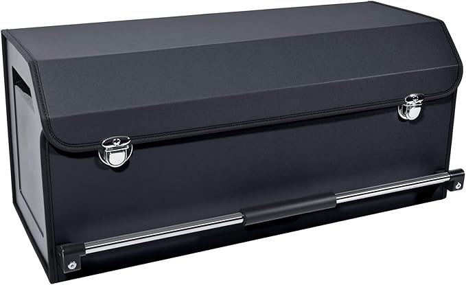 XCF Car Organizer Trunk, Durable Collapsible Leather Trunk Organizer with Lid and Sturdy Handle, Auto Cargo Storage Compartment