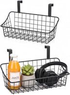 LeleCAT Over Cabinet Door Basket with hook Grid Storage Basket, Kitchen Storage Organizer,Over Cabinet Door Organizer,Hanging