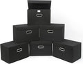 STOREONE Fabric Storage Cube Bins Foldable Organizer Container Collapsible Basket with Lids and Metal Handles, for Home, Bedr