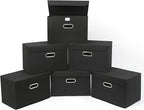 STOREONE Fabric Storage Cube Bins Foldable Organizer Container Collapsible Basket with Lids and Metal Handles, for Home, Bedr