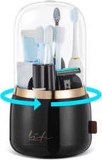 Toothbrush Holders for Bathrooms,Rotating 5-Slot with Cover and Draining Water,Kids Electric Toothbrush Holder and Toothpaste