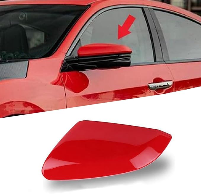 Red Mirror Cap Cover For Honda Civic 2016 2017 2018 2019 2020 2021 Rearview Mirror Cap Replacement (Red Left Side)
