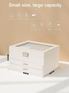 Clear Lid Jewelry Box,3 Layers Jewelry Organizer Large Multi-Functional Jewelry Storage Box with 2 Drawers,Jewelry Display Ca