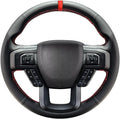 Belinous Leather Steering Wheel Cover Lace Up, Hand-Stitch on Wrap, Steering Wrap Compatible with Ford 2015-2020 F-150/2017-2021 F-250 F-350 F-450 F-550/2020-2021 F-600/2021 F-650 F-750 (Red)