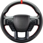 Belinous Leather Steering Wheel Cover Lace Up, Hand-Stitch on Wrap, Steering Wrap Compatible with Ford 2015-2020 F-150/2017-2021 F-250 F-350 F-450 F-550/2020-2021 F-600/2021 F-650 F-750 (Red)