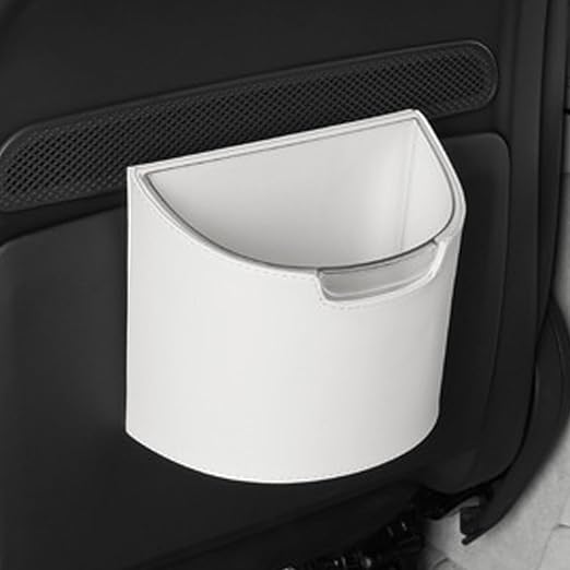 Leakproof Car Trash Can,Mini Car Trash Bin for SUV and Truck,Small Removable Liner Garbage Can,Waterproof Automotive Trash Can for Vehicle,Home,Office,Multipurpose,Easy to Clean (White)