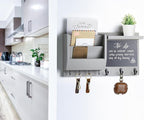 Ziivita Key Holder for Wall - Mail Holder Organizer Wall Mount with Shelf - Hanging Key Rack Hanger with Hooks Decorative for