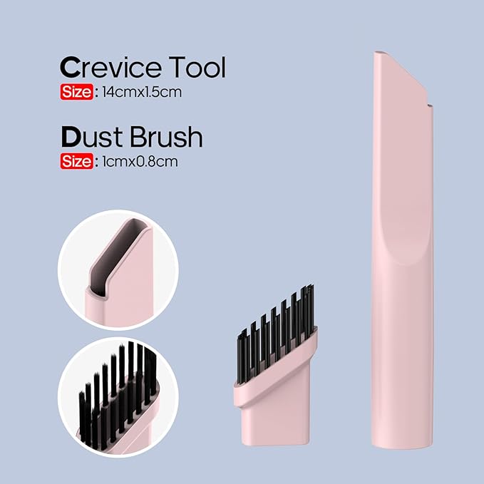Portable Mini Car Vacuum Cleaner Pink, High Power Cordless(400g) Handheld Rechargeable Vacuum Cleaner for Desk V06