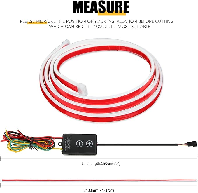 JMTBNO 94" Car LED Hood Light Strip,Dual Color Dynamic Scan Start Up Hood light Exterior,Daytime Running Lights White&Amber Switchback Sequential Turn Signal Lights