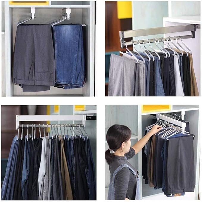 Closet Clothes Hanger Rail,Pull-Out Closet Rod 30-60cm,Wardrobe Clothing Rail,Closet Organizer Rack for Pants and Coat (600MM