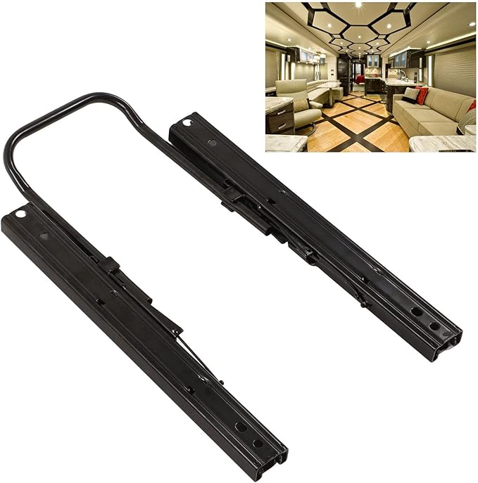 Seat Slide Set,Seat Slider Track,Seat Slide Set Steel Dual Rails Double Locking Adjustable Seat Slider Track for RVs Boats Trucks Seat Adjuster Kit