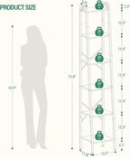 Hzuaneri Ladder Shelf, Bookshelf Bookcase, Freestanding Corner Storage Shelve with 2 Hooks for Home Office, Living Room, Kitc