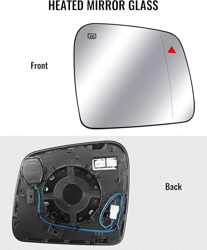 Passenger Side Mirror Glass Heated with Blind Spot Detection & Power Heated Fits for Jeep Grand Cherokee Dodge Durango 2011-2021, Right Rearview Mirror Lens with Holder