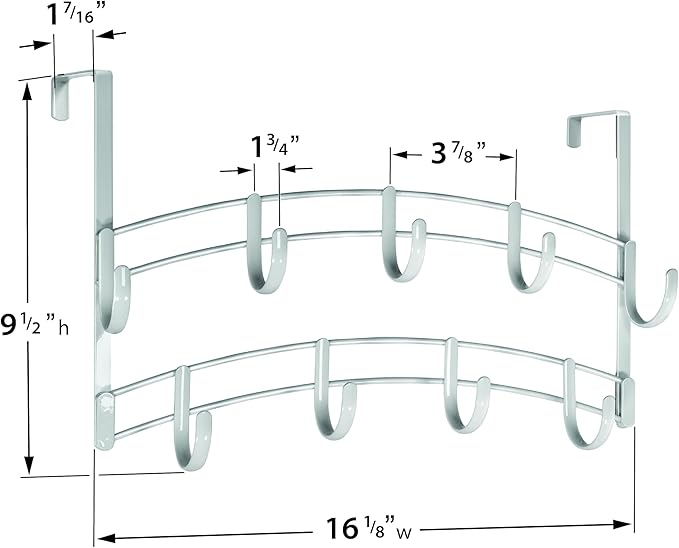 LYNK Professional® Home™ Over Door Hooks Rack - 9 Hook Over Door Hanger - Over Door Towel Rack - Hanging Towels or Clothes - 