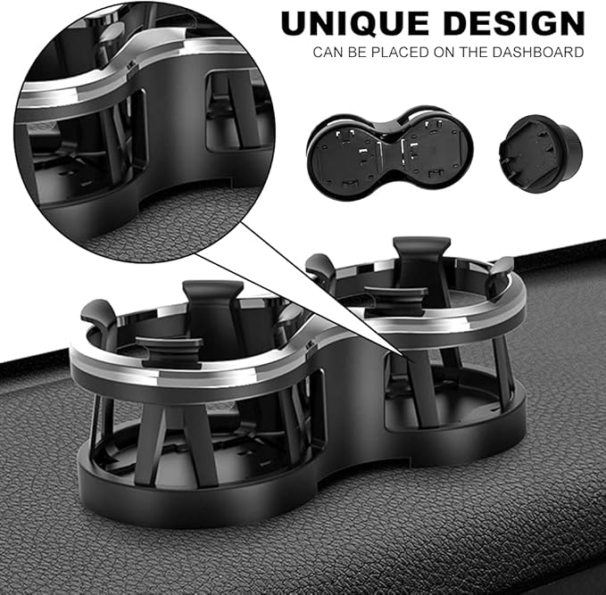 Car Cup Holder Expander 2-in-1 Drink Holder Extender Dual Cupholder Expander Organizer for 12-16oz Cups Cans Milk Ashtray