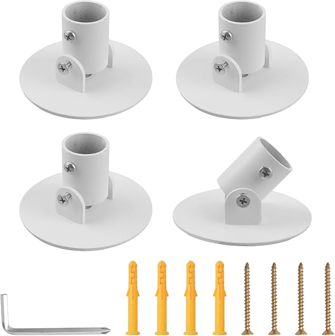 Shower Curtain Rod Bracket, 4Pcs 26mm Inner Diameter Titanium Steel Shower Curtain Rod Single Swivel Flange Curtain Rod Wall-