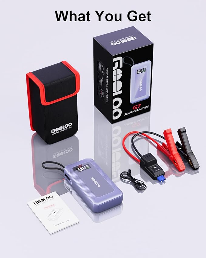 GOOLOO G7 3000A Jump Starter with Built-in Cable,Portable Power Bank for 45W Fast Charging,12V SuperSafe Lithium Jump Box,