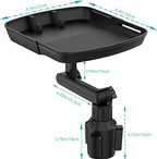 Kelofam Larger Cup Holder Tray, 10 inch Car Food Tray for Eating, Detachable 3 in 1 Car Cup Holder Expander and 360° Rotating