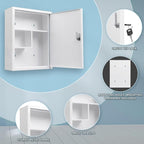 KYODOLED Wall Mount Locking Medicine Cabinet, Large Capacity First Aid Cabinet for Bathroom, Medicine Cabinet with Key, Secur