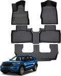 Auxko All Weather Floor Mats Fits for Ford Explorer 2026 2025-2020 7 Seat Full Set TPE Rubber Liners Set All Season Guard Odorless Anti-Slip Floor Mats for 1st & 2nd & 3rd Row