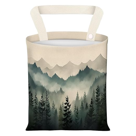 Car Garbage Can, Seat Back Hanging Cute Car Trash Can Bag, Car Organizer and Storage Bag for Travelling, Outdoor Cute Green Misty Forest