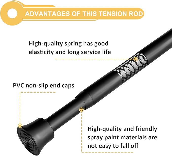 KXLife 3Pcs Spring Tension Curtain Rod 28 to 49 Inch Cupboard Bars Tensions Rod Spring Loaded Curtain Rods，Adjustable Length 